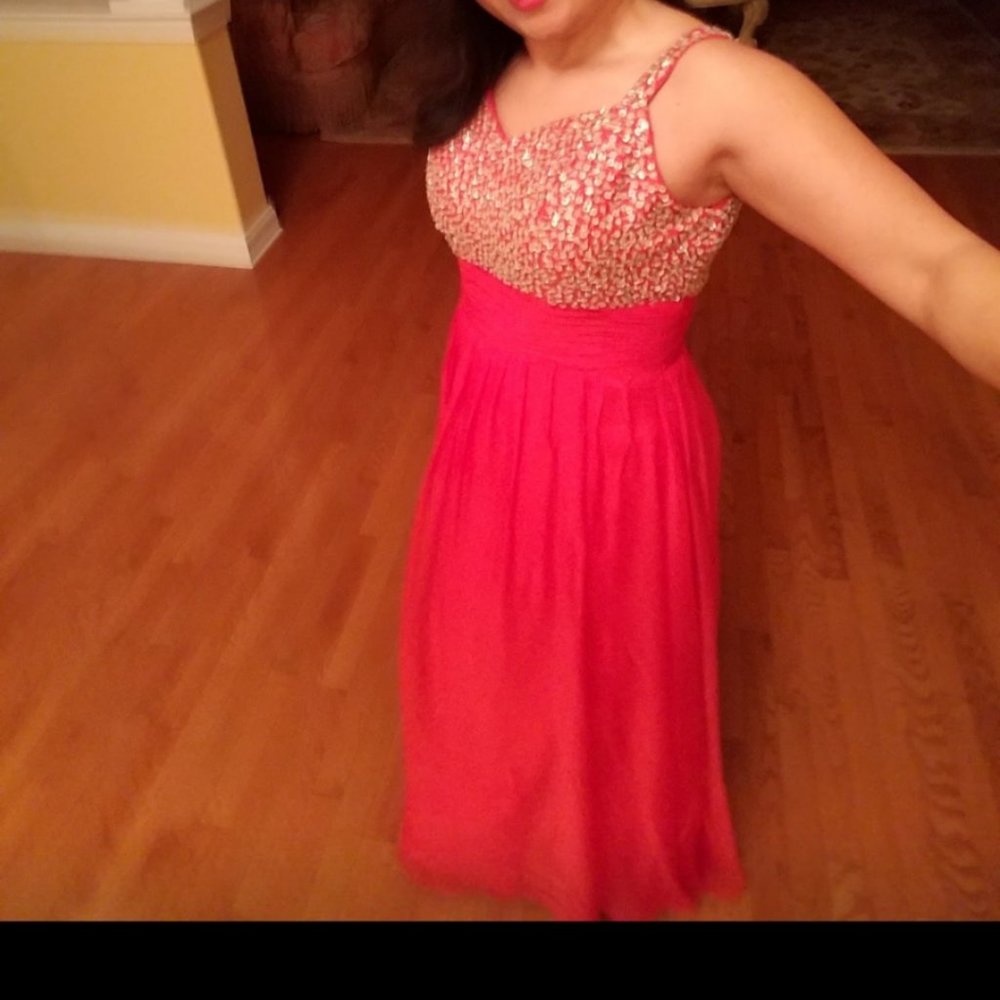 Red sequins formal floor length gown Size 6